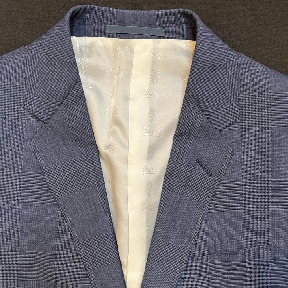 Mens Gucci sz 52 blue 100% wool jacket sport coat